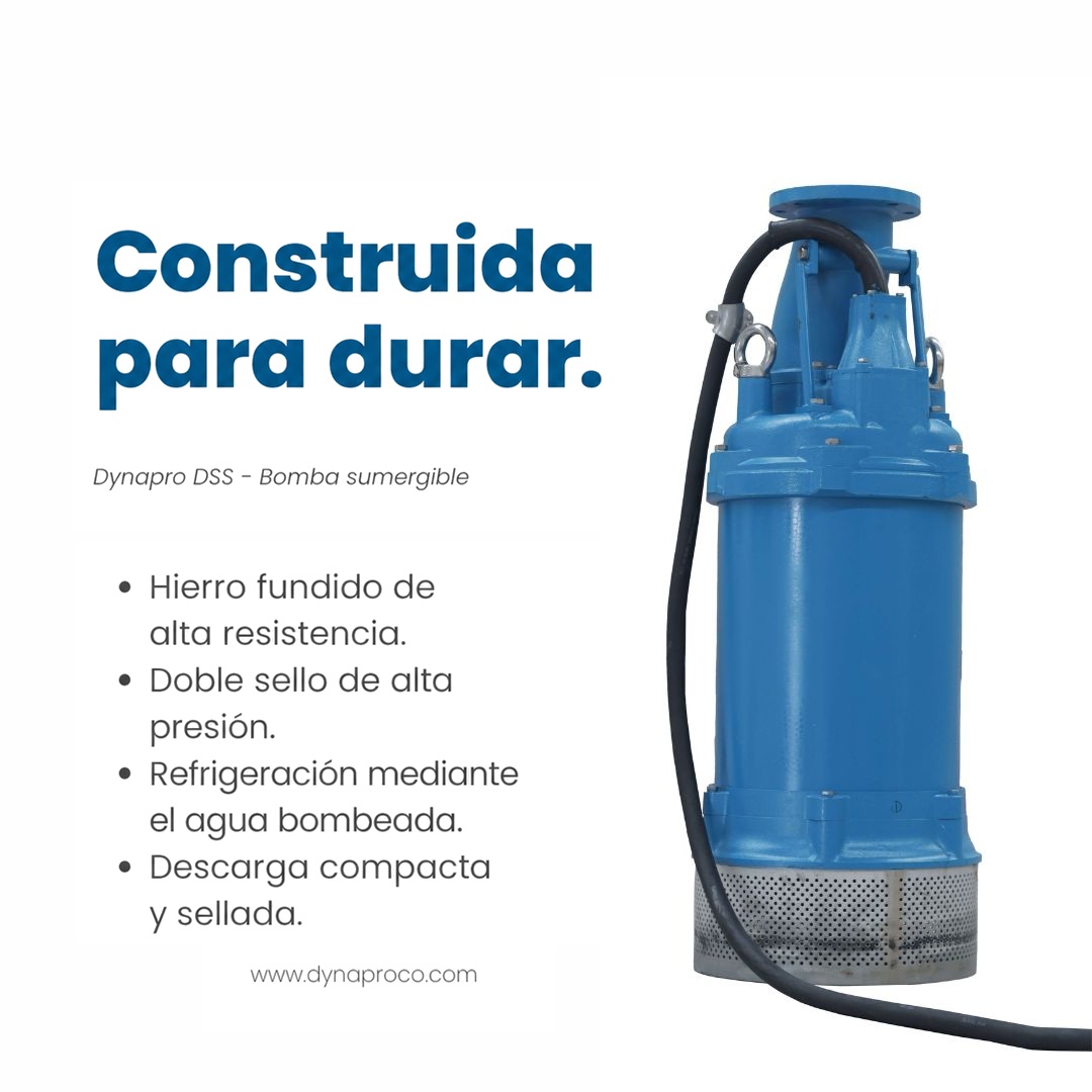 Bomba sumergible Dynapro DSS con construcción de hierro fundido de alta resistencia y doble sello.