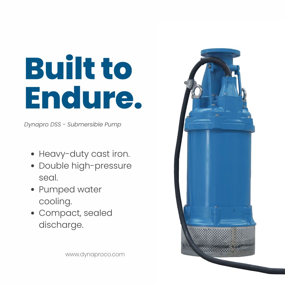 Dynapro DSS submersible pump with heavy-duty cast-iron construction and double seal.